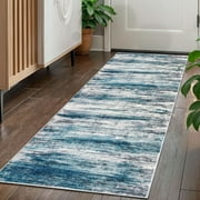 iOhouze Hallway Runner Rug 2x5 Washable Rug Runners Non Slip Kitchen Runner Rug Soft Print Distressed Teal Blue Carpet Runner for Entryway Bedroom Kitchen Laundry Room